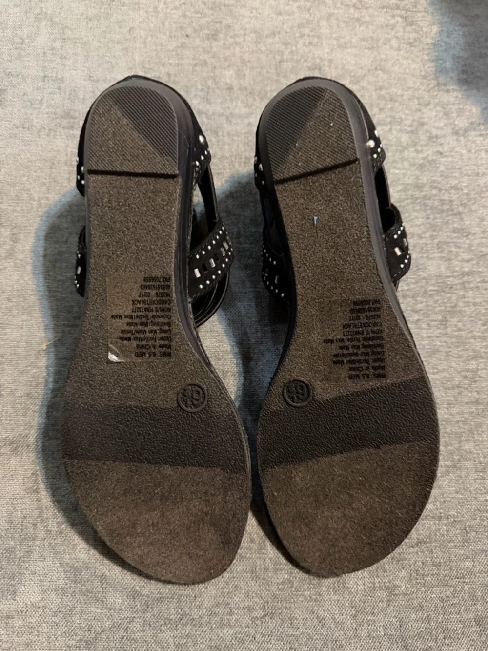 Candie's Black Rhinestone T-Strap Sandals - Picture 3 of 4
